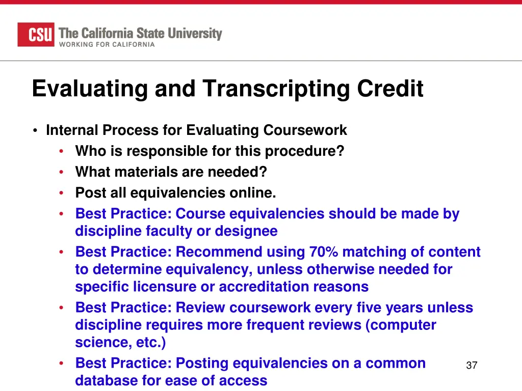 evaluating and transcripting credit