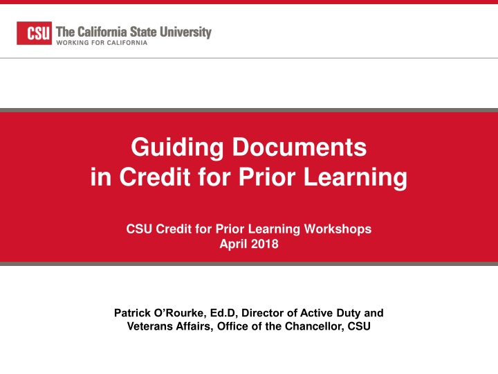 guiding documents in credit for prior learning