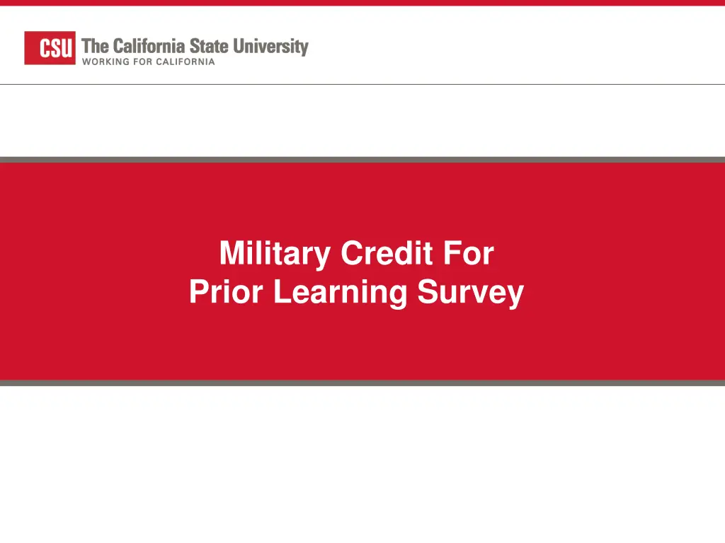 military credit for prior learning survey