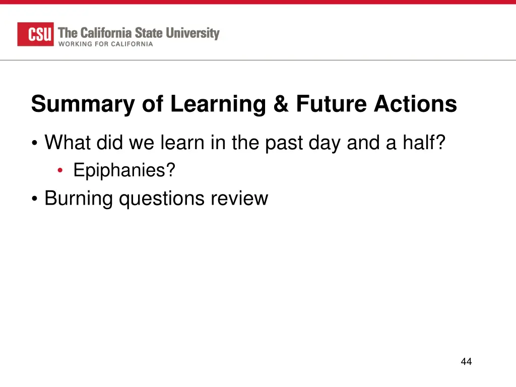 summary of learning future actions