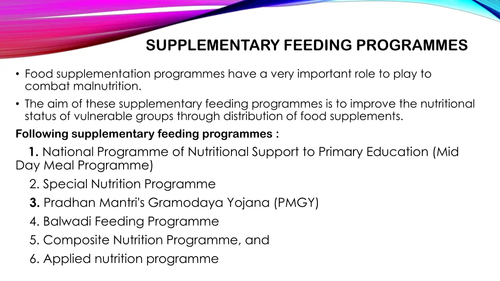 supplementary feeding programmes