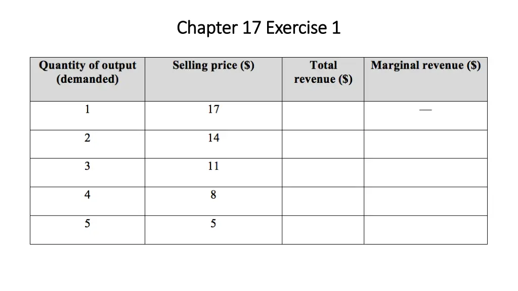 chapter 17 exercise 1 chapter 17 exercise 1