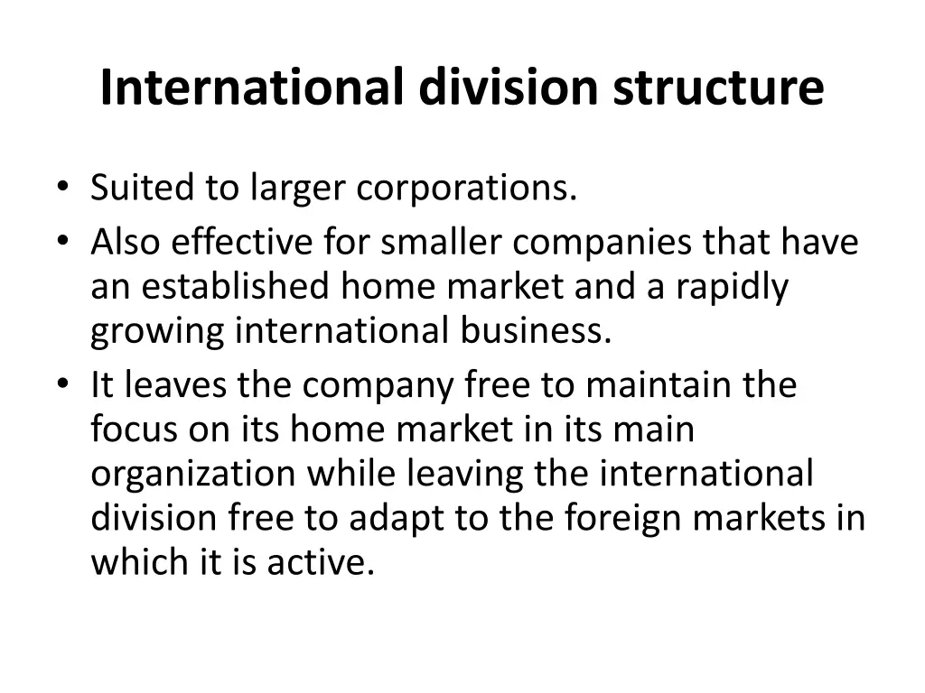 international division structure