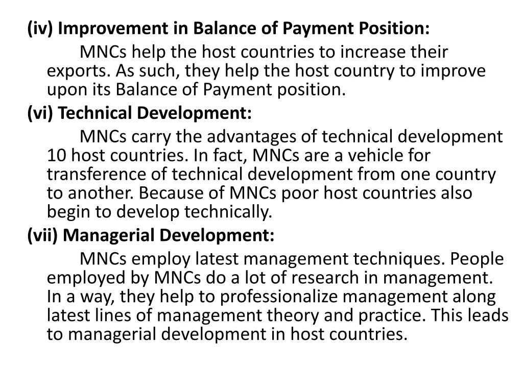 iv improvement in balance of payment position