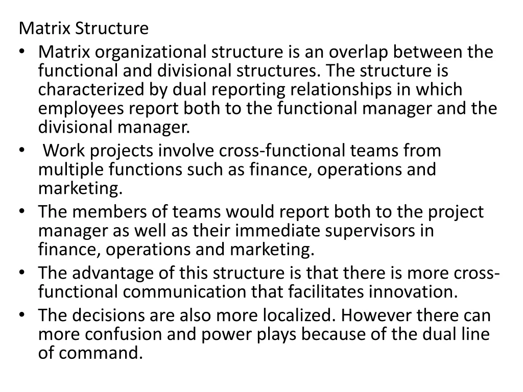 matrix structure matrix organizational structure