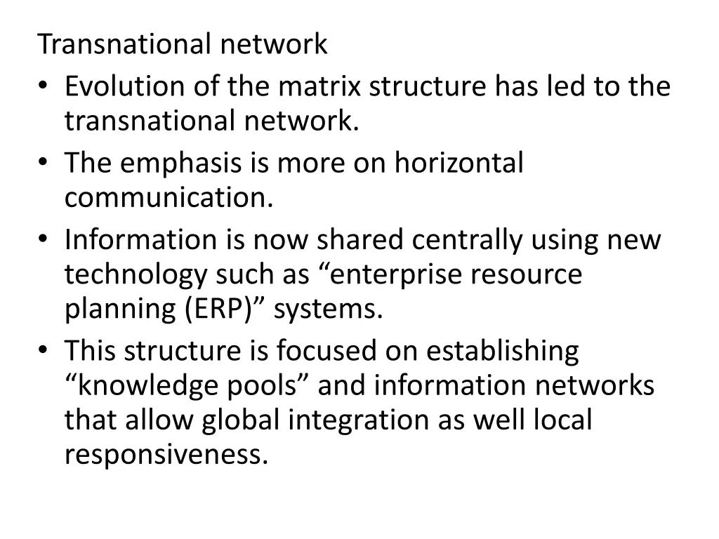 transnational network evolution of the matrix