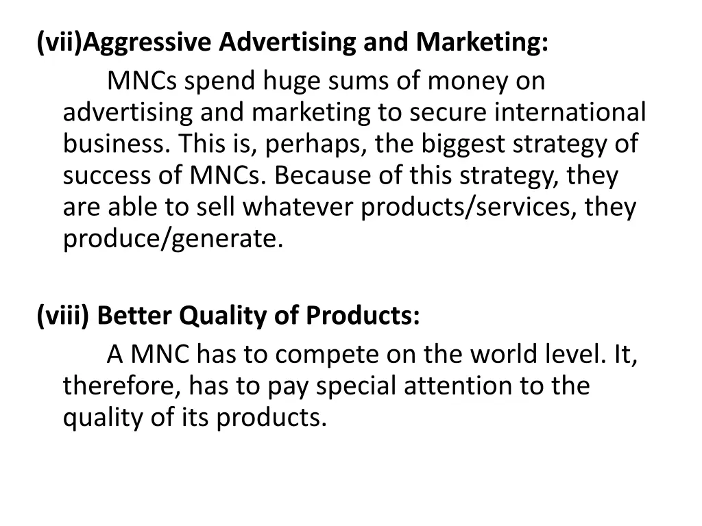 vii aggressive advertising and marketing mncs