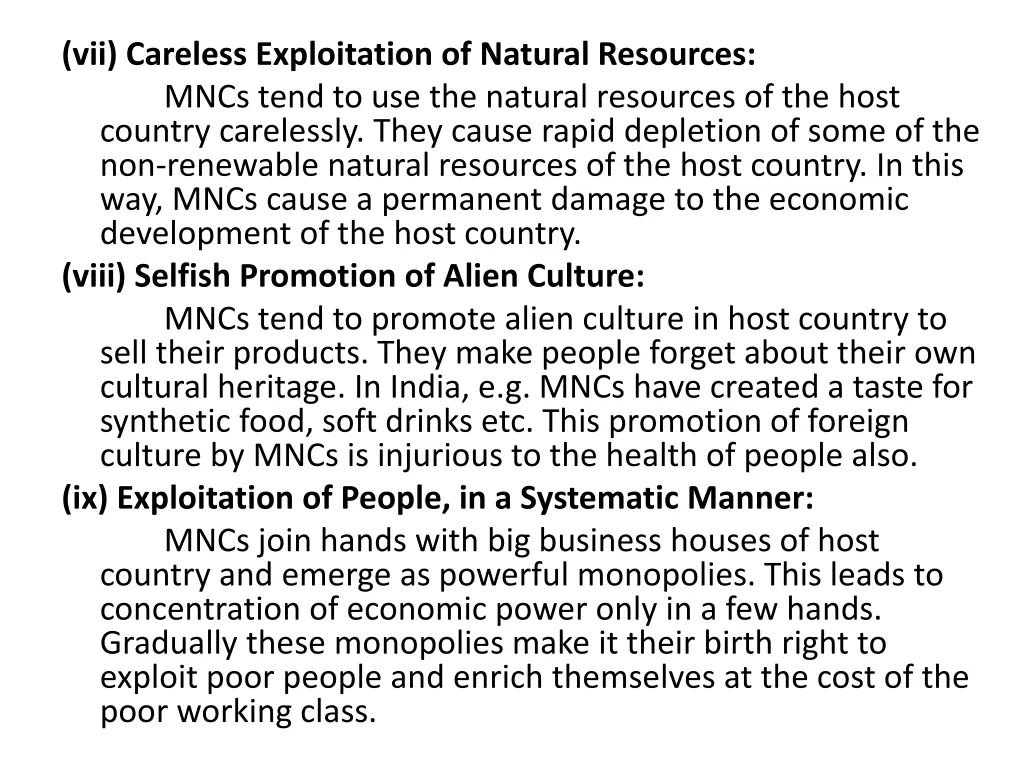 vii careless exploitation of natural resources