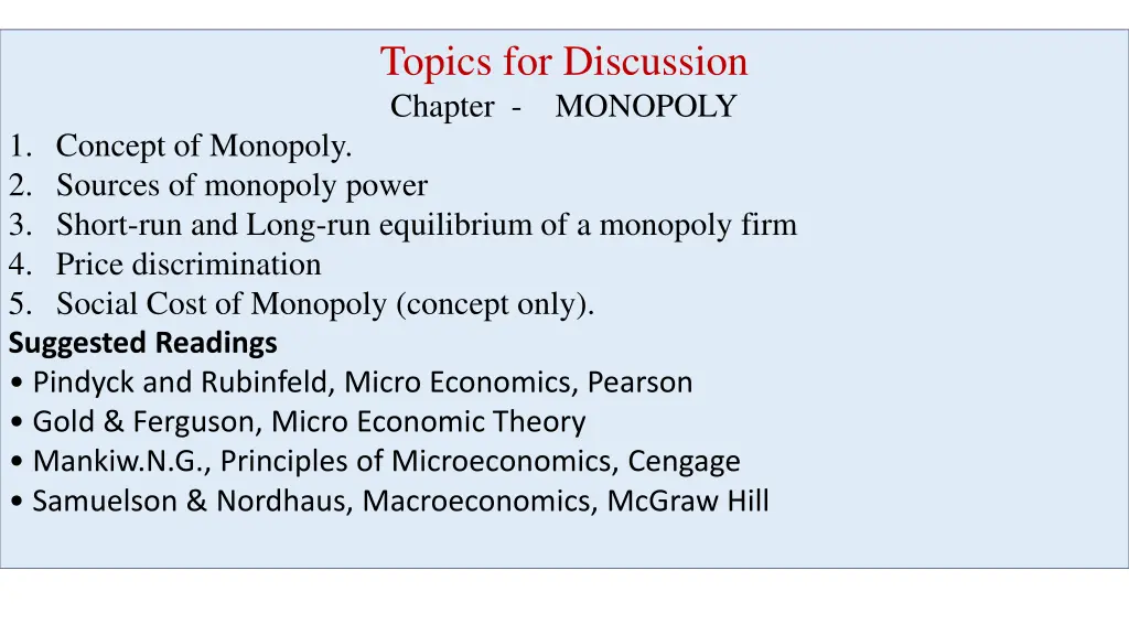 topics for discussion chapter monopoly