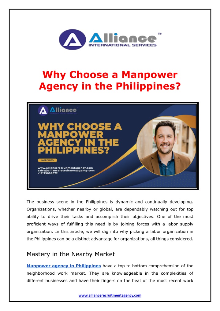 why choose a manpower agency in the philippines