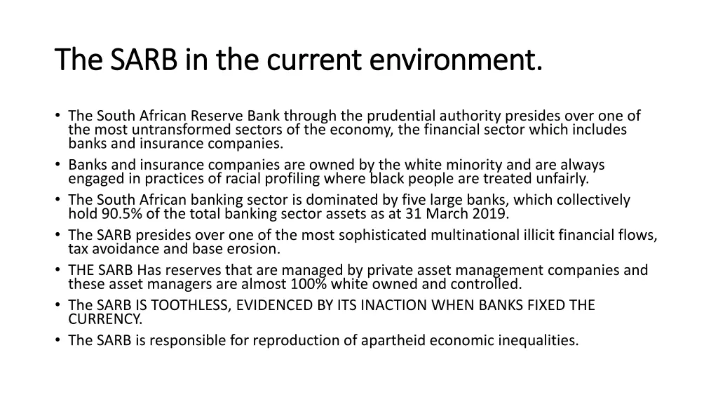 the sarb in the current environment the sarb