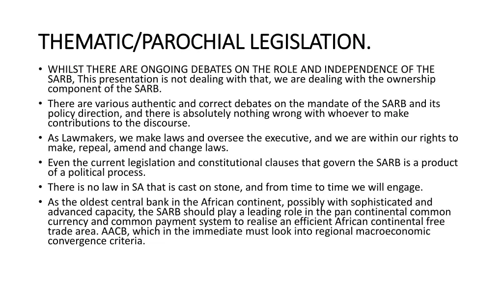 thematic parochial legislation thematic parochial