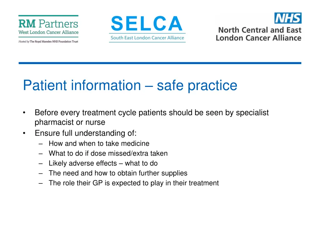 patient information safe practice