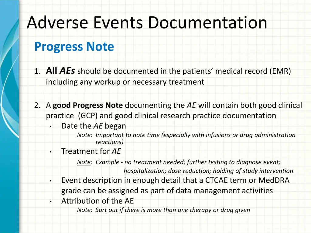 adverse events documentation 2