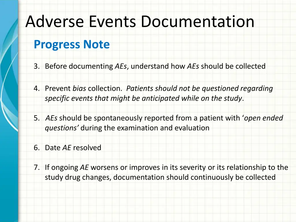 adverse events documentation 3