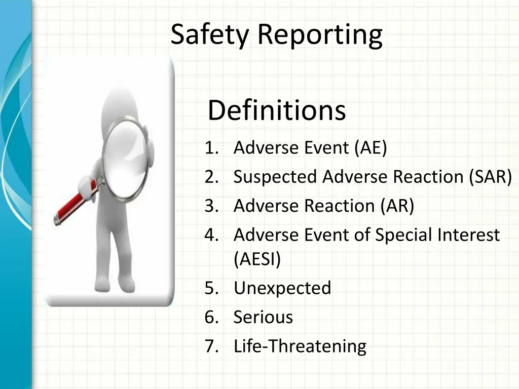 safety reporting definitions