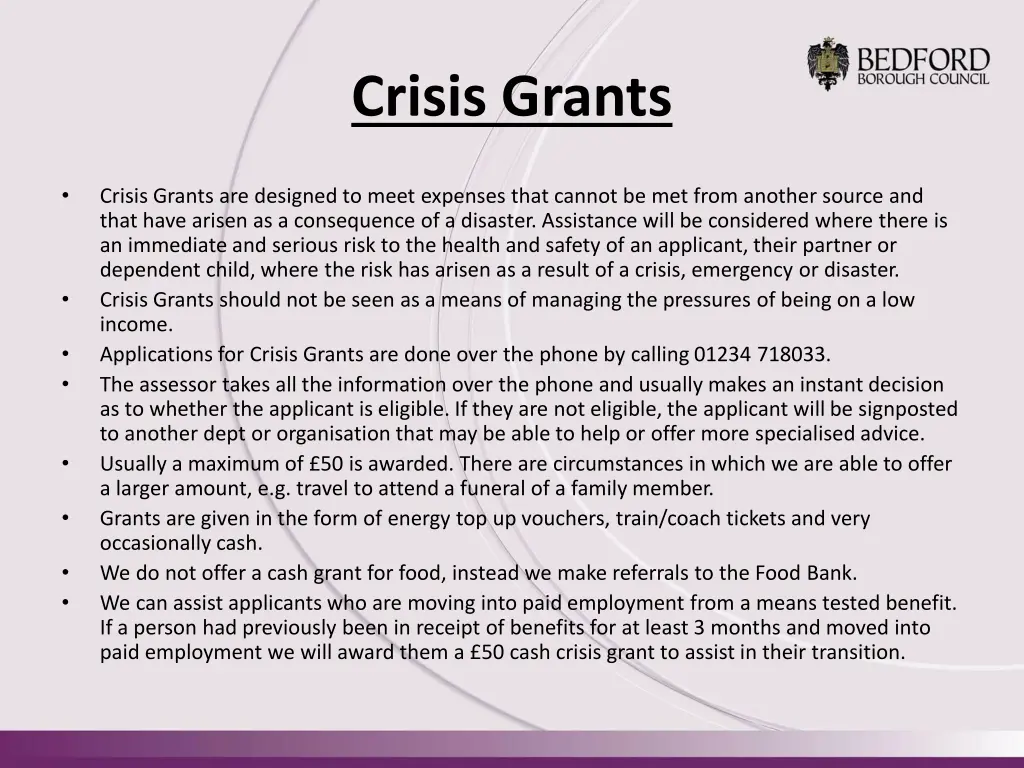 crisis grants