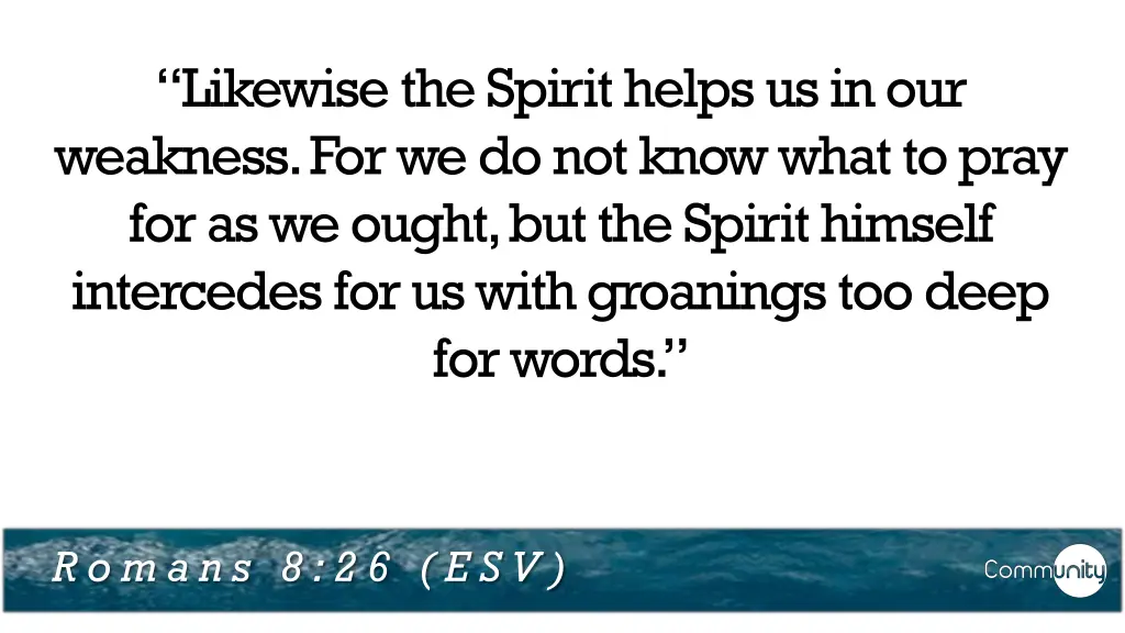 likewise the spirit helps us in our weakness