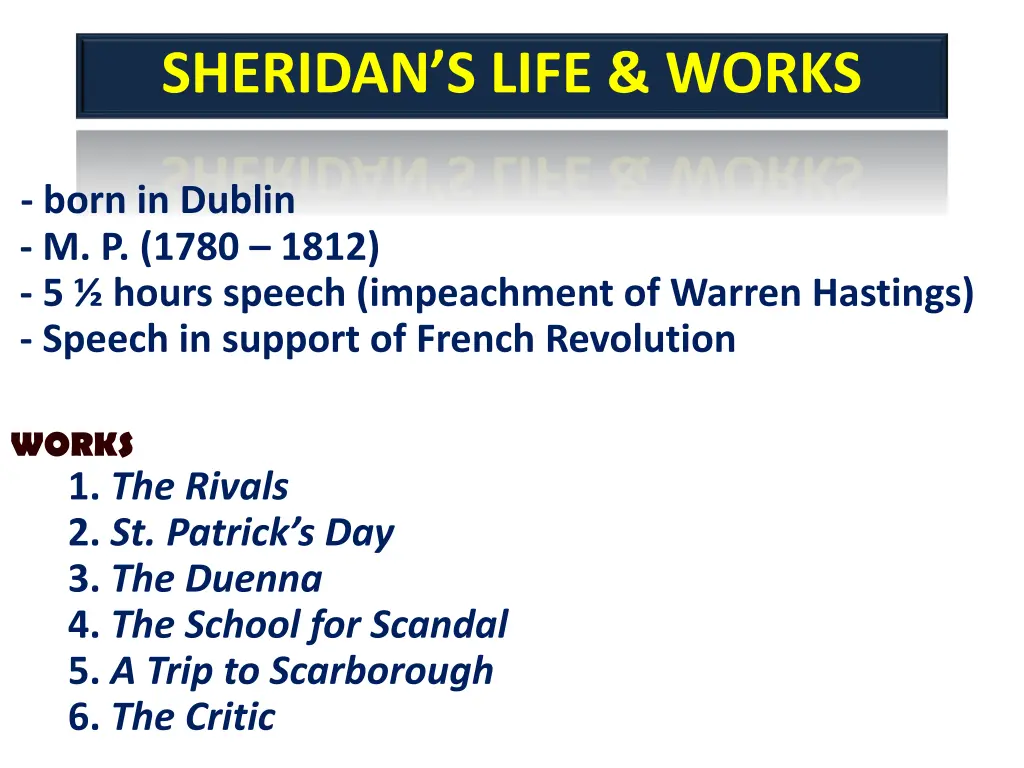 sheridan s life works