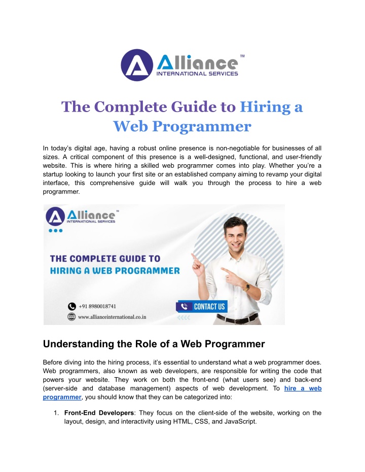 the complete guide to hiring a web programmer