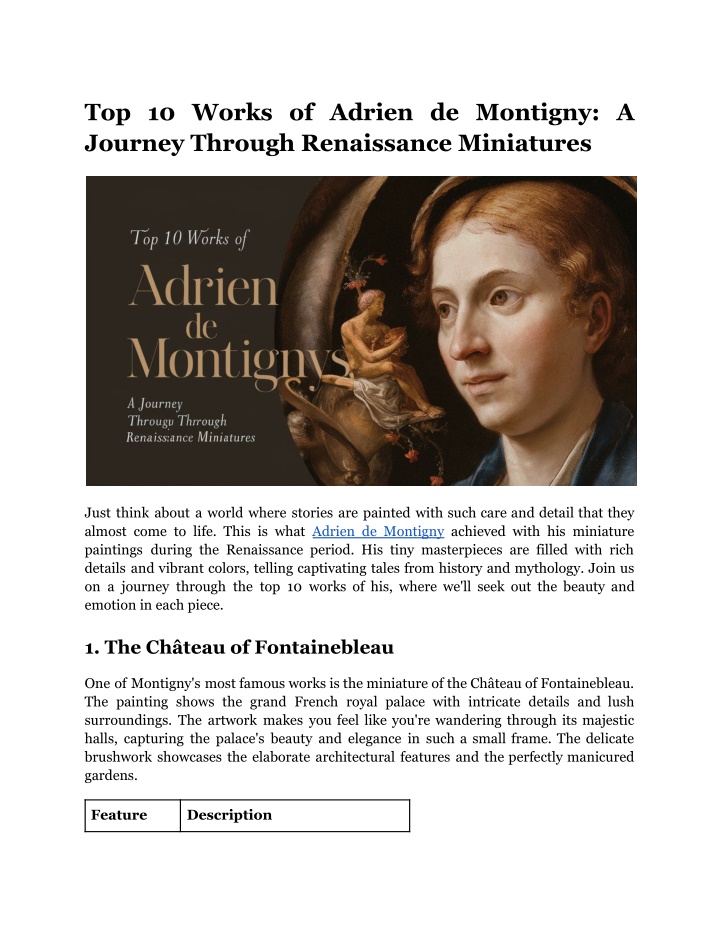 top 10 works of adrien de montigny a journey