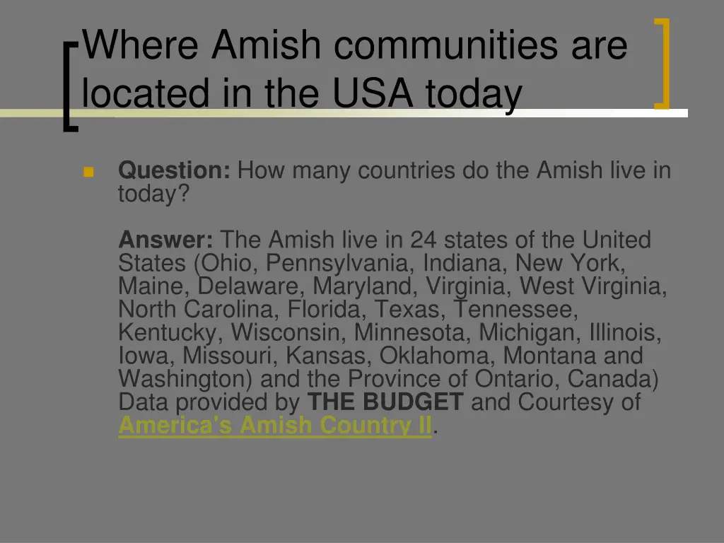 where amish communities are located