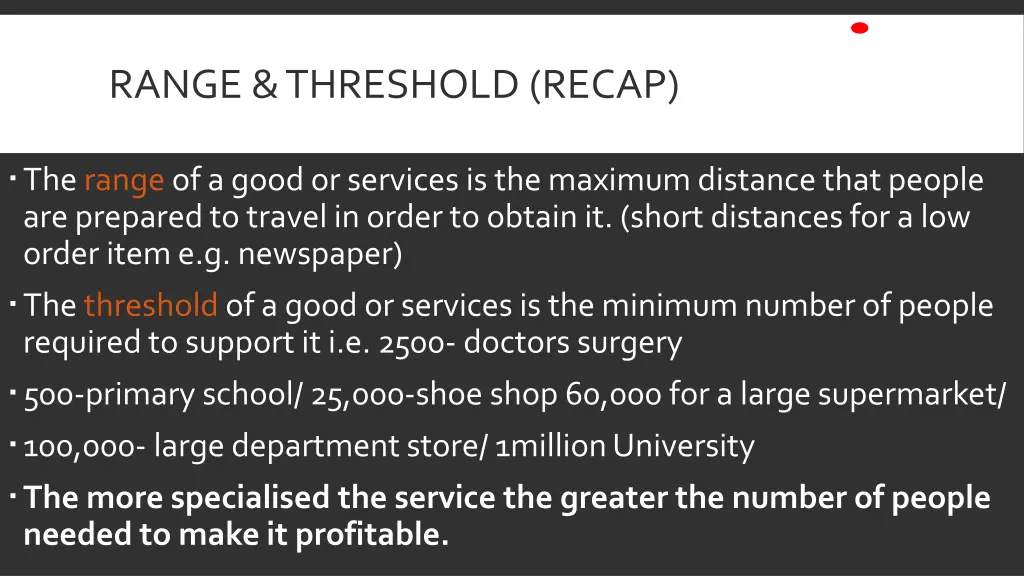 range threshold recap