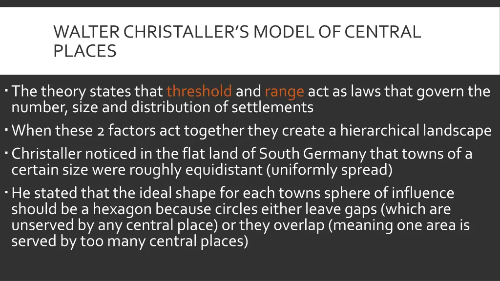 walter christaller s model of central places