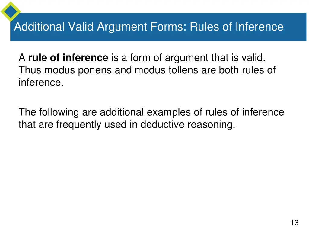 additional valid argument forms rules of inference