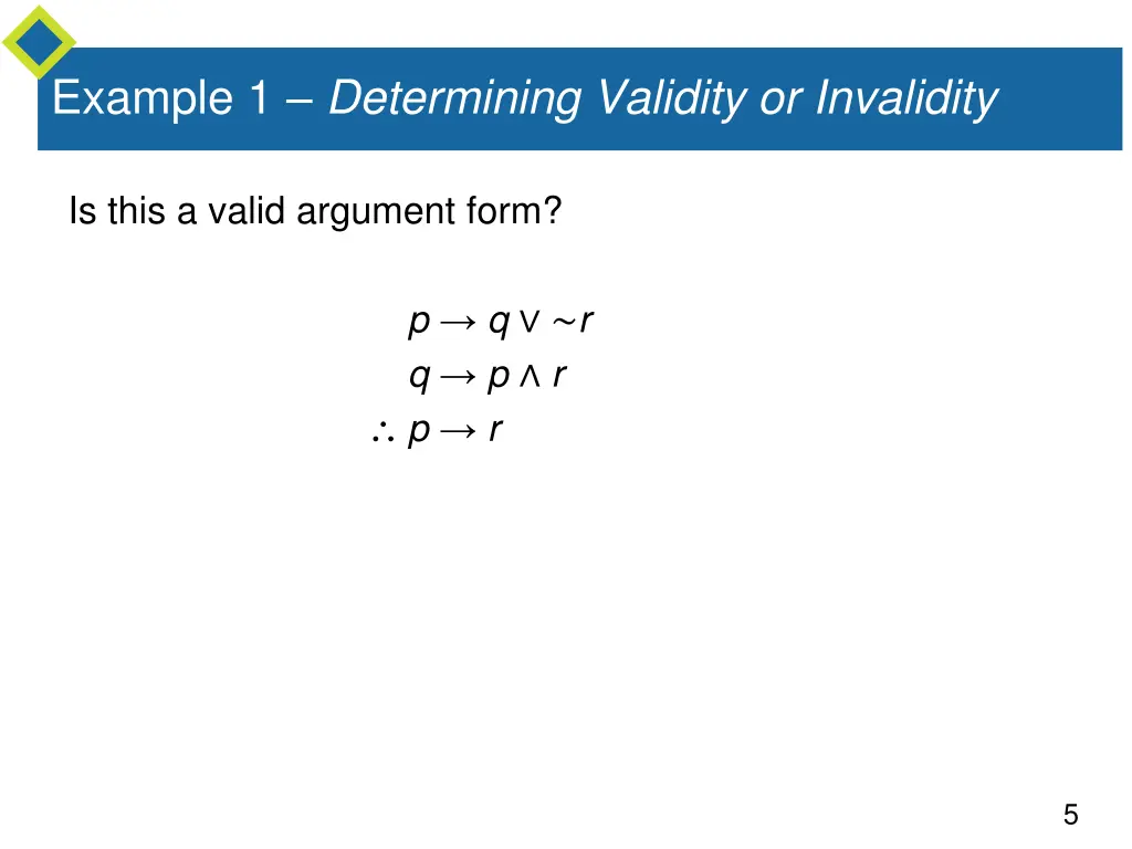 example 1 determining validity or invalidity