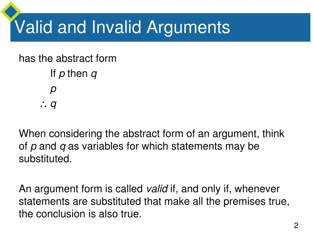 valid and invalid arguments 1