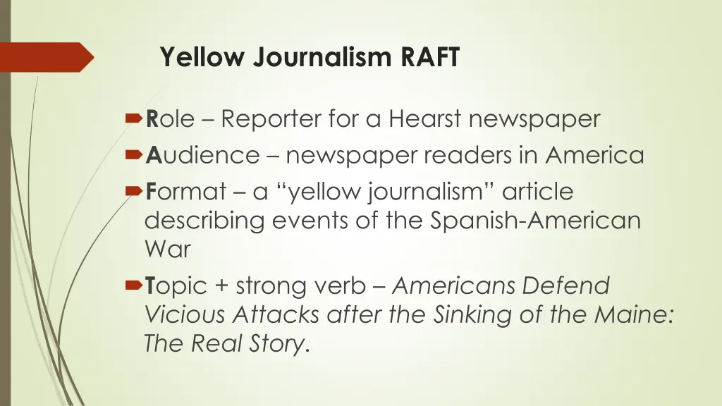 yellow journalism raft