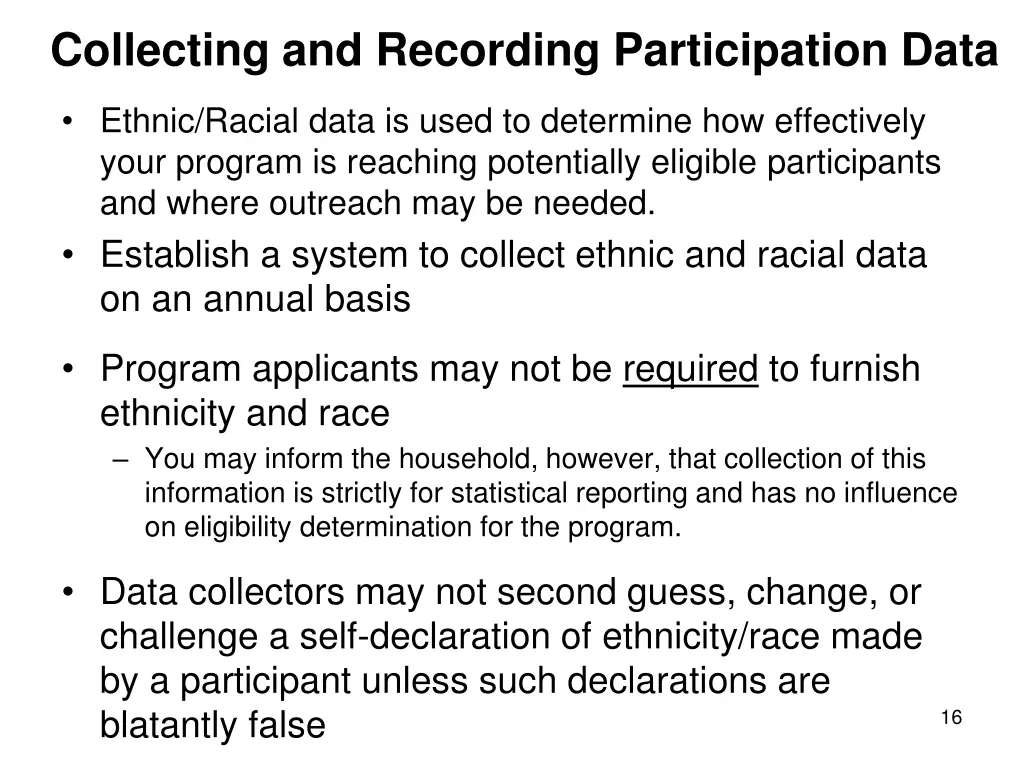 collecting and recording participation data