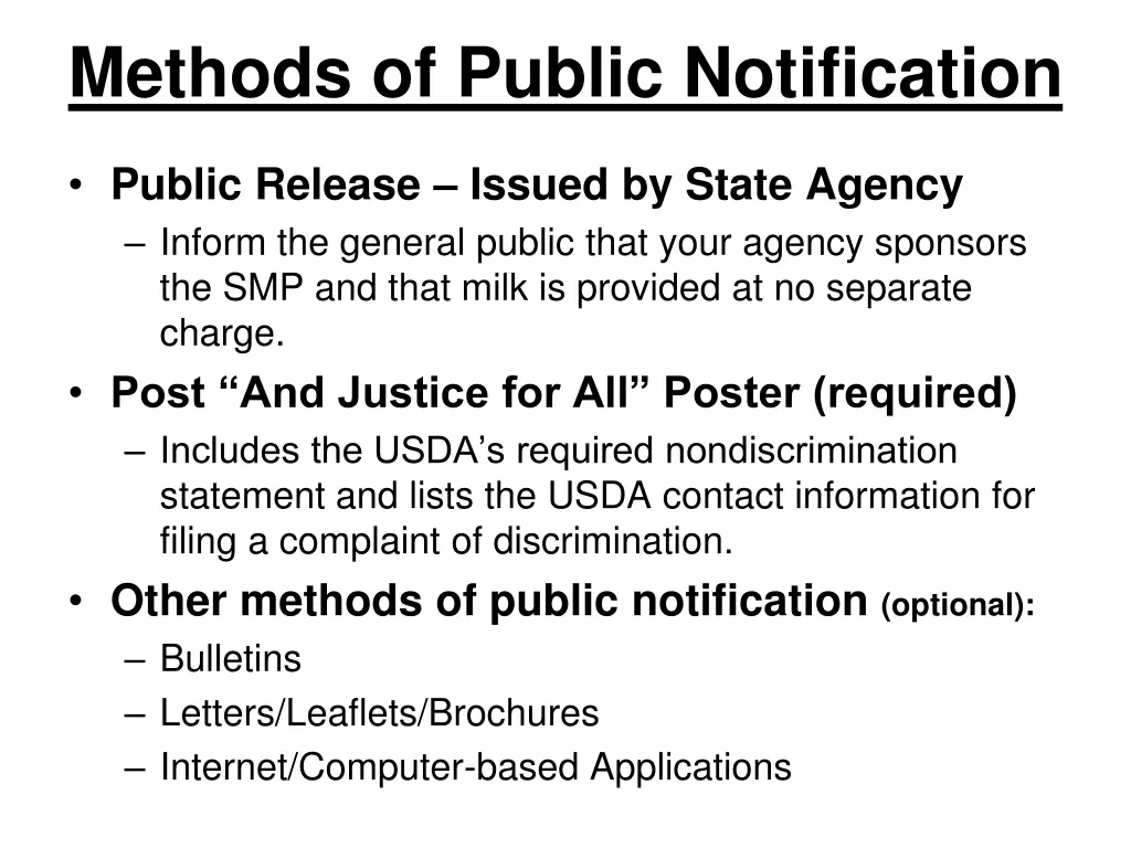 methods of public notification