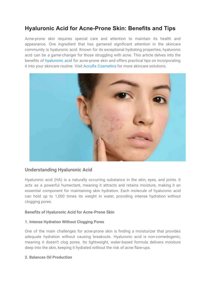 hyaluronic acid for acne prone skin benefits