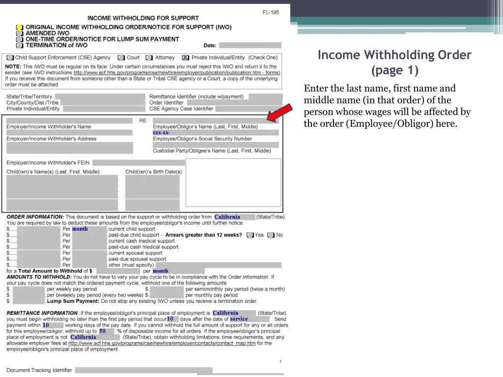 income withholding order page 1 11