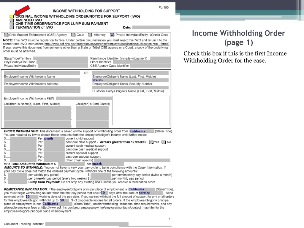 income withholding order page 1