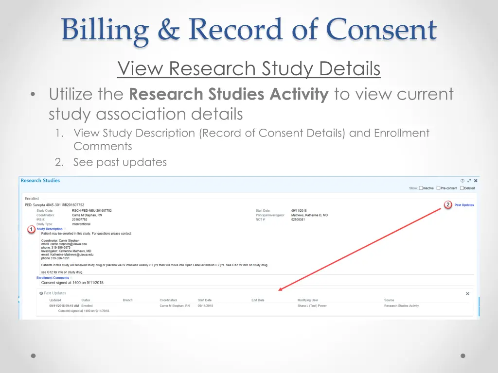 billing record of consent view research study