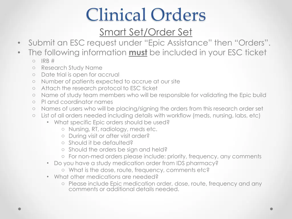 clinical orders smart set order set submit