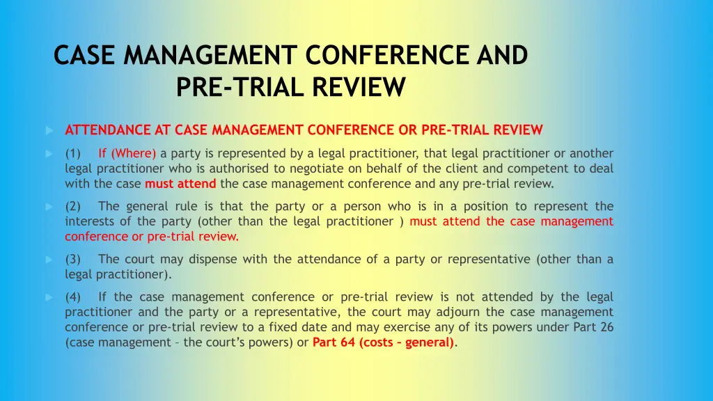 case management conference and pre trial review 2