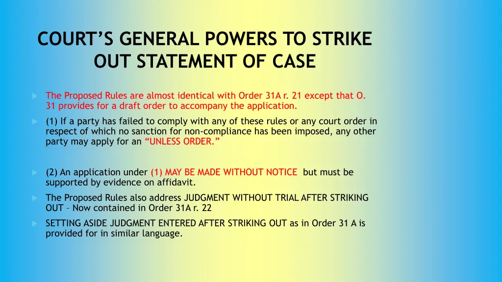 court s general powers to strike out statement