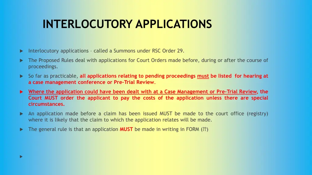 interlocutory applications