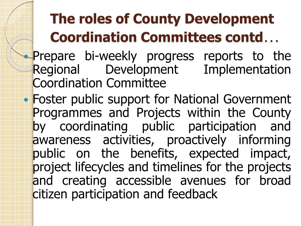 the roles of county development coordination 1