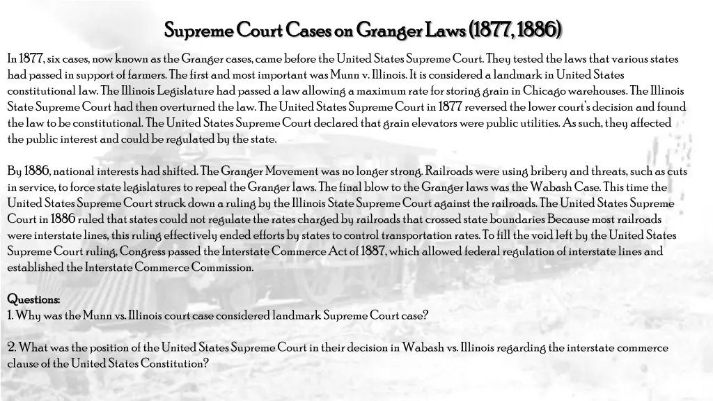 supreme court cases on granger laws 1877 1886