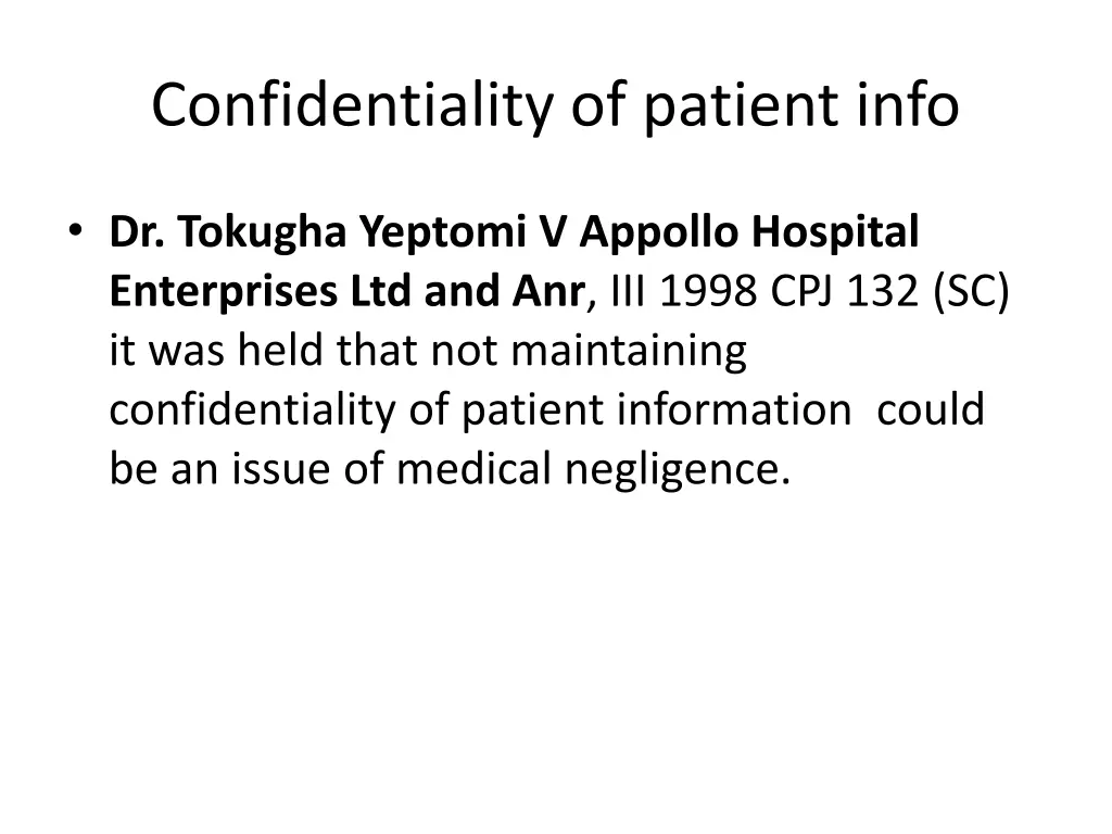 confidentiality of patient info