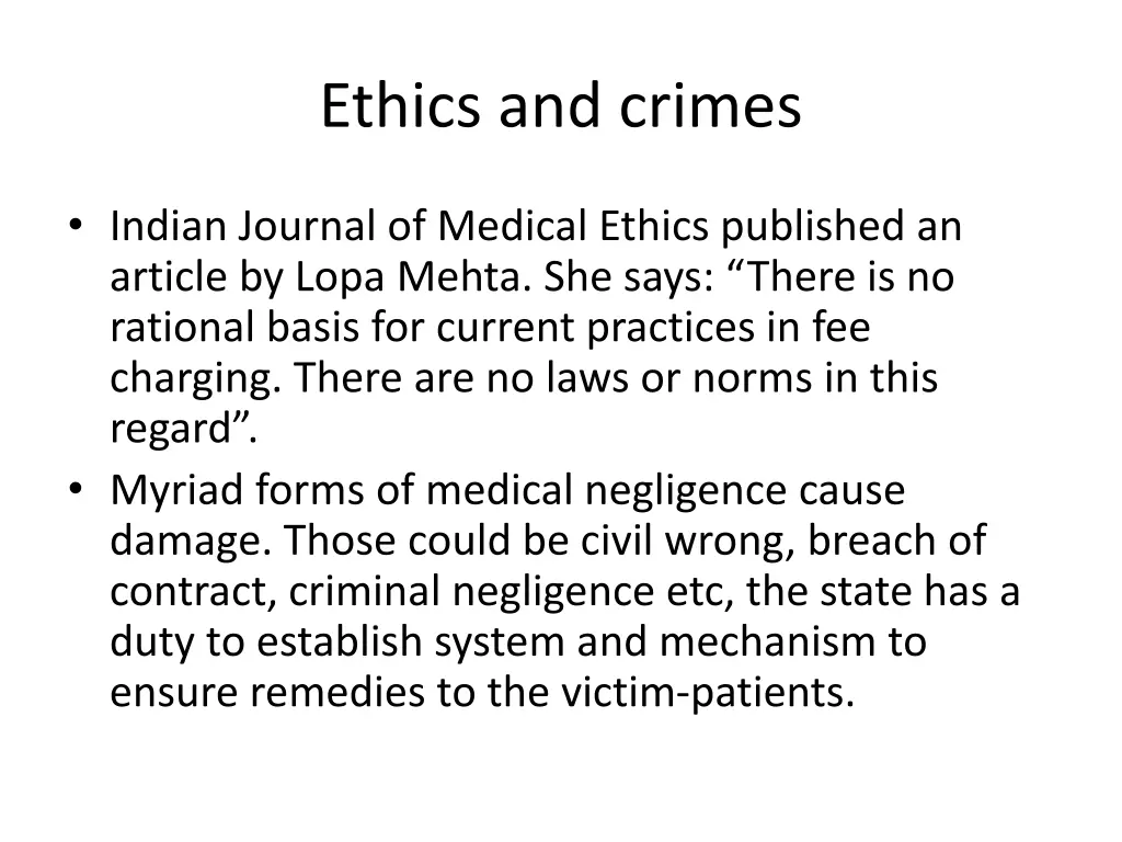 ethics and crimes