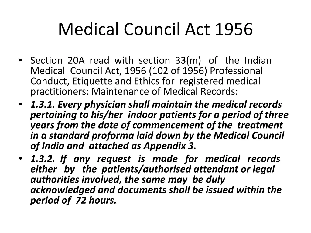 medical council act 1956