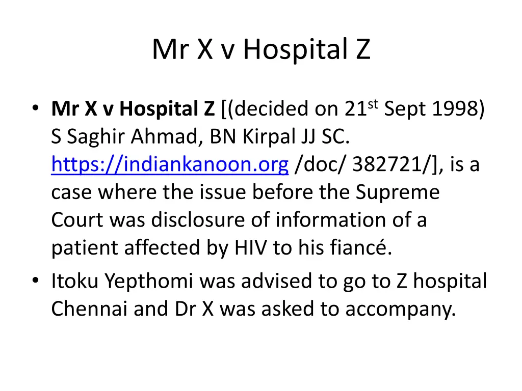 mr x v hospital z