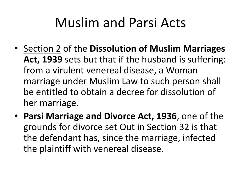 muslim and parsi acts