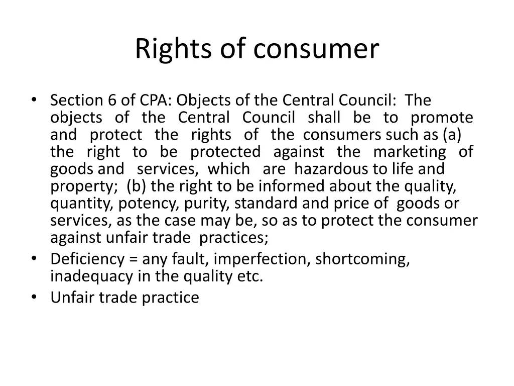 rights of consumer